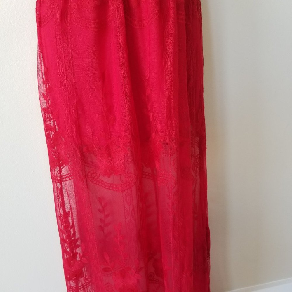 New Haute Monde Red Lace Floral Print Dress Size L - Picture 2 of 8